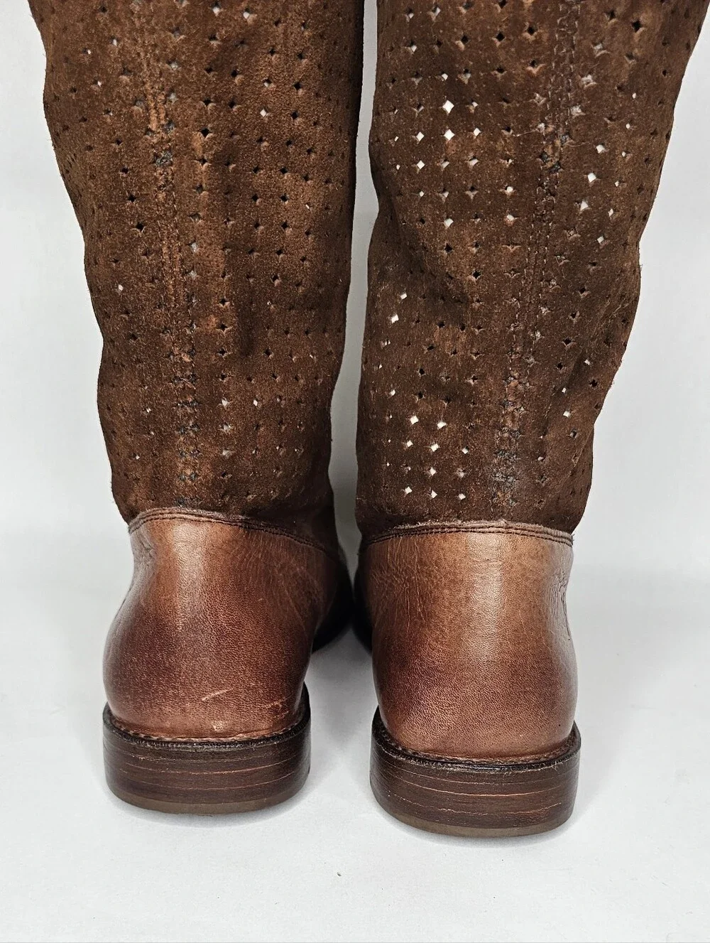 Frye Leather Suede Sloutch Perforated Brown Riding Boots 9